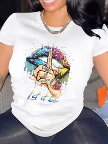 Women's Comfortable Round Neck Casual Cotton Blend Short Sleeve T-Shirt Soft Breathable Top Women's Clothing Summer Spring Streetwear - 黑 - 查看 1