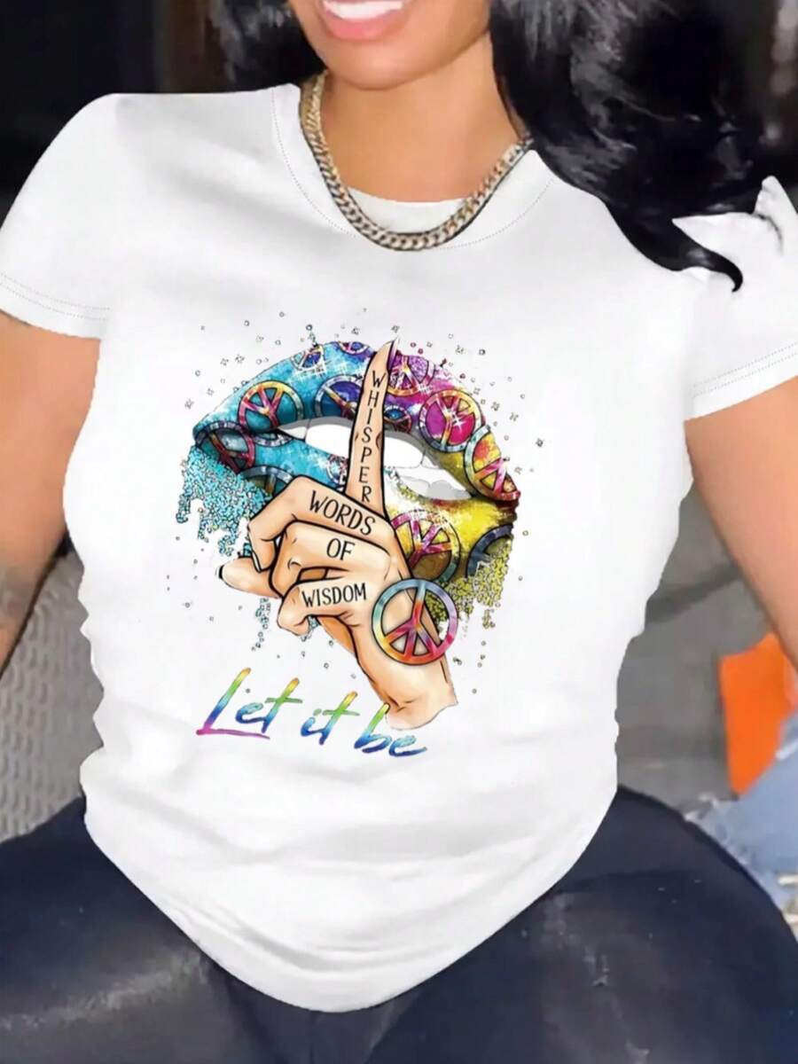 Women's Comfortable Round Neck Casual Cotton Blend Short Sleeve T-Shirt Soft Breathable Top Women's Clothing Summer Spring Streetwear - 黑 - 查看 1