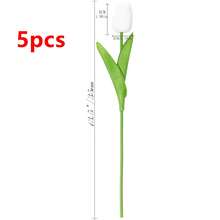 1/5/10/20pcs Artificial Tulips, Realistic Touch Gradient Pink Decorative Bouquet, Suitable For Home Decor, Valentine's Day Gift, Hotel, Party, Wedding, Tabletop Decoration, Beautiful And Odorless - White - View 9