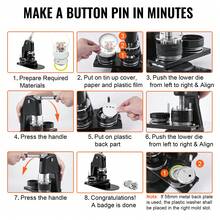 Button Making Machine For 32mm And 58mm Buttons, Badge Press With 500 Button Kits, Magic Book And Circle Cutter, Aluminum And ABS Badge Making Machine Kit - Black - View 6