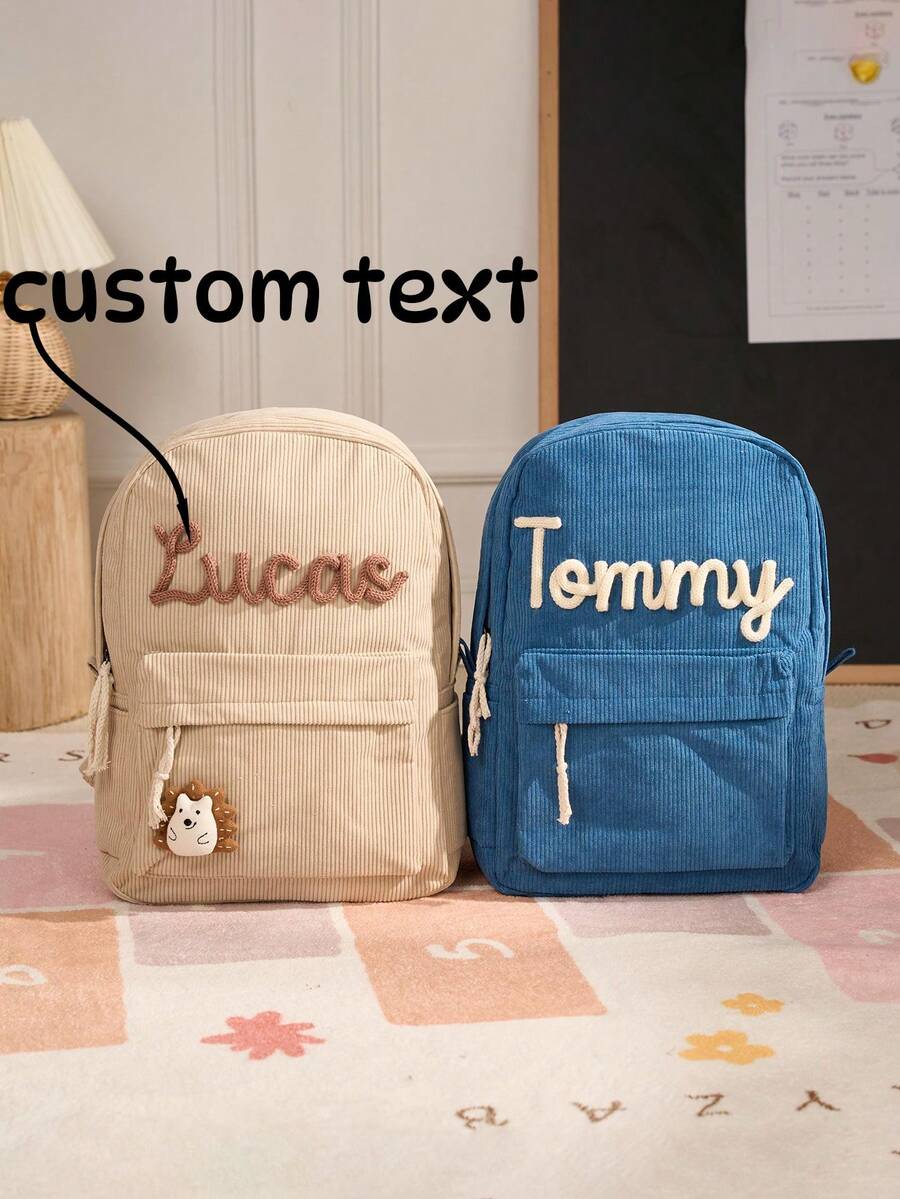 Personalized Handmade Embroidered Backpack, Customized Backpack And Lunch Bag, Back To School Gift, Customized Student Back To School Gift, For Kids, Preschool