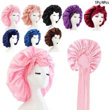 Awegeo 1 chiếc/4 chiếc mũ ngủ satin bóng mượt cho nữ với dây nơ điều chỉnh được - mũ bảo vệ tóc sang trọng cho tóc xoăn/tóc tự nhiên, nhiều lựa chọn màu sắc, phụ kiện chăm sóc tóc ban đêm mềm mại thiết yếu - Nhiều màu - Xem 2