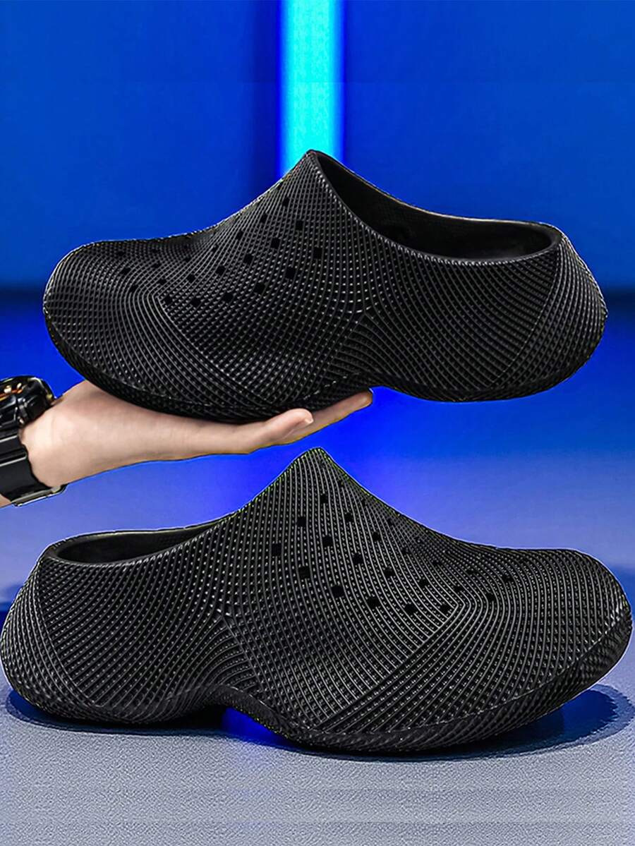Men's Summer Outdoor Clogs Beach & Stream Sandals, Soft Thick Tire Sole Anti-Slip Cushioned Toe-Covered Slides, Outdoor Plus Size Sports Sandals
