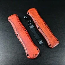 Model 440C Blade 420 Steel Colored Wood/420 Steel Handle Outdoor Utility Knife Multi-Purpose EDC Tools - Red- - View 1