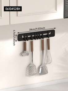 Easy To Install Black Hook Rack With 8 Adjustable Hooks - No Drilling Required, Suitable For Hanging Kitchen Utensils, Towels, Cutting Boards, Clothes And Brushes - Contemporary Style, Multi-Purpose, Space-Saving To Keep Kitchen Countertop Organized - Hook Up - View 12