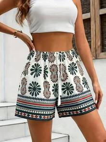 Women's Summer Beach Shorts, Cool Floral Shorts - 皇家藍 - 查看 7