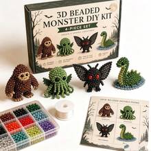 Kit de material de cuentas hecho a mano divertido, 4 piezas, kit de bordado 3D DIY, kit de costura de manualidades simple y divertido, set de arte DIY de costura de animales alienígena vaca de las tierras altas (1 set) adecuado para regalos hechos a mano en días festivos - Multicolor - Ver 7