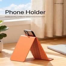 Silicone Desktop Phone Holder, Flexible Foldable Deformable Slouchy Stand, Travel Accessory For Office Desk, Silicone Flexible Phone Stand For All Mobile Devices, For Travel, Home, Car, Airplane, Treadmill, Tablet, Orange Portable Phone Holder - Multiple Styles - View 10