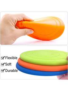 Soft Silicone Dog Flying Disc, Puppy Toys, Lightweight & Soft Floating Disc, Pet Puppy Training Interactive Toy, Suitable For Puppy And Adult Dog Fun Training And Exercise Outdoor, Not Suitable For Aggressive Chewing Dogs, Flyer Toy - Multicolor - View 2