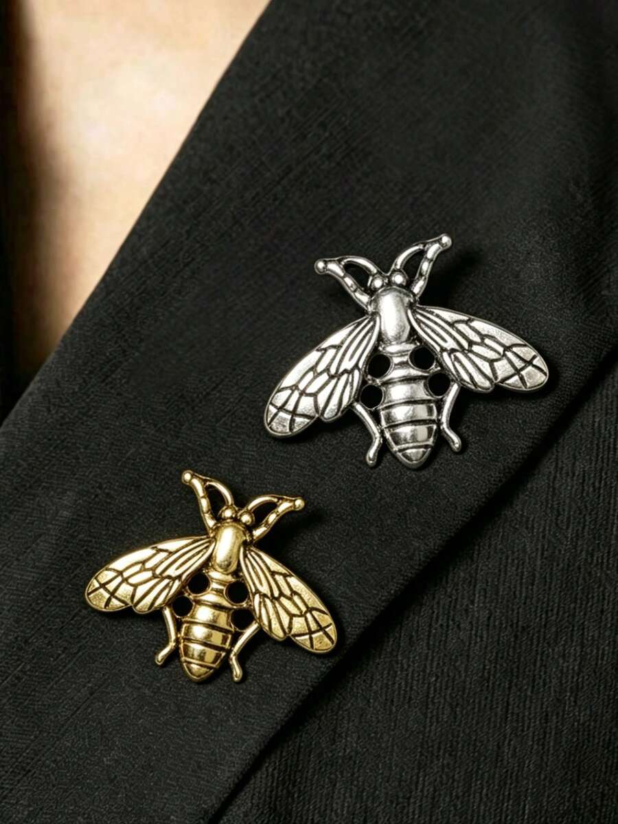 1件復古蜜蜂胸針套組,鍍銀鍍金昆蟲胸針,復古金屬徽章,適合男士與女士,父親節/西裝裝飾,適用於帽子、牛仔褲、圍巾、披肩、毛衣和開襟衫 - 彩色 - 查看 1