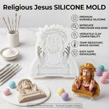 - Molde de silicona religioso de Jess de estilo europeo, diseo de personajes de de arcilla polimrica para fundicin de resina epoxi, manualidades, suministros de arcilla - Gris - Ver 3