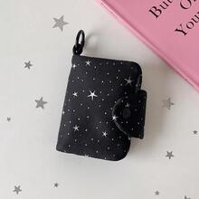 1pc Fabric Silver Star Coin Purse, Women's Wallet, Wristlet Wallet, Card Holder, Wallet Keychain, Snap Closure Pendant Storage Bag, Student Bus Card Mini Pouch, Travel Essential, School Essential, College Essential, Bag Charm, Mini Wallet Essential, Desk Accessory, School Supplies - Multicolor - View 15