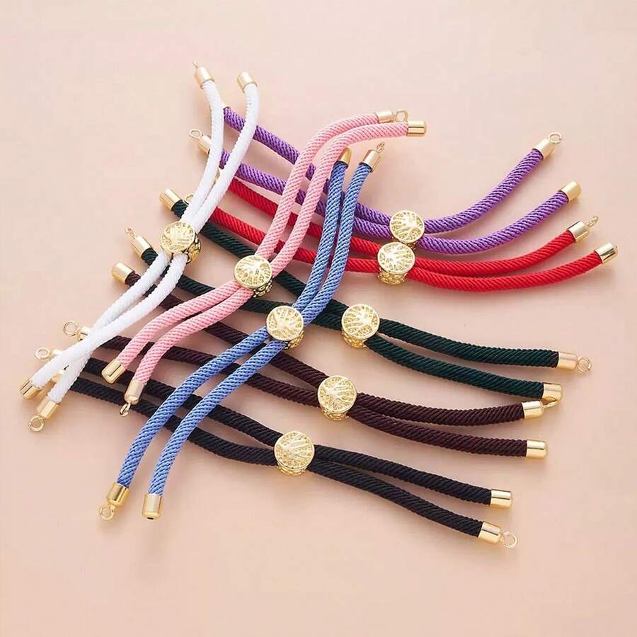 1pc Colorful Life Tree DIY Bracelet Cord Braided Double Circle Bracelet Accessory Suitable For Connector Pendant Bracelet Jewelry Making Material - Multicolor - View 1