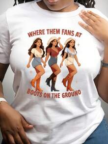 ¿Dónde Están Los Fans de la Danza Western? Camiseta de Mujer "Where Them Fans at Boots on The Ground" - negro - Ver 1