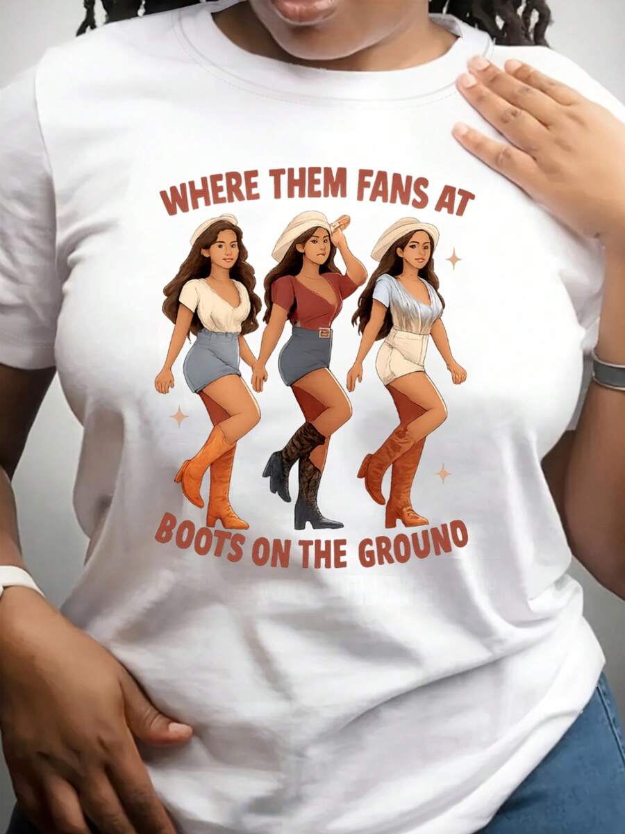 ¿Dónde Están Los Fans de la Danza Western? Camiseta de Mujer "Where Them Fans at Boots on The Ground" - negro - Ver 1