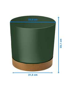 1pc 23.9cm Green Plastic Garden Pot With Removable -Friendly Wood Blend Saucer, Minimalist And Elegant Round Planter Resistant To Damage And Chemicals, Easy To Clean For Indoor And Outdoor Use - A - View 2