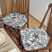 2件組-黑白動物印花餐椅墊，馬蹄形防滑座墊附綁帶，適用於廚房與客廳的柔軟椅墊 - 2pcs - 查看 8
