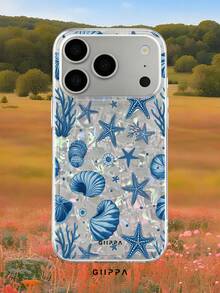 GIIPPA 1pc Shell Pattern Bottom With Starfish And Shell Design, Phone 17 Pro Max Phone Case, Compatible With Phone 16 Pro Max, 15 Pro Max, 14 Pro Max, Korean Style High-End Fashion Fun Phone Case, Compatible With 11/12/13/14/15/16 Pro Max Plus, Elegant Design Suitable For Men And Women, Perfect Gift For Girlfriend On Christmas, Valentine's Day, Easter, Wedding Season And Birthday! - Multicolor - View 9