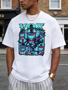 Men's Summer Casual Soft Round Neck Short Sleeve T-Shirt,Print Graphic For Spring And Summer. - White - View 1