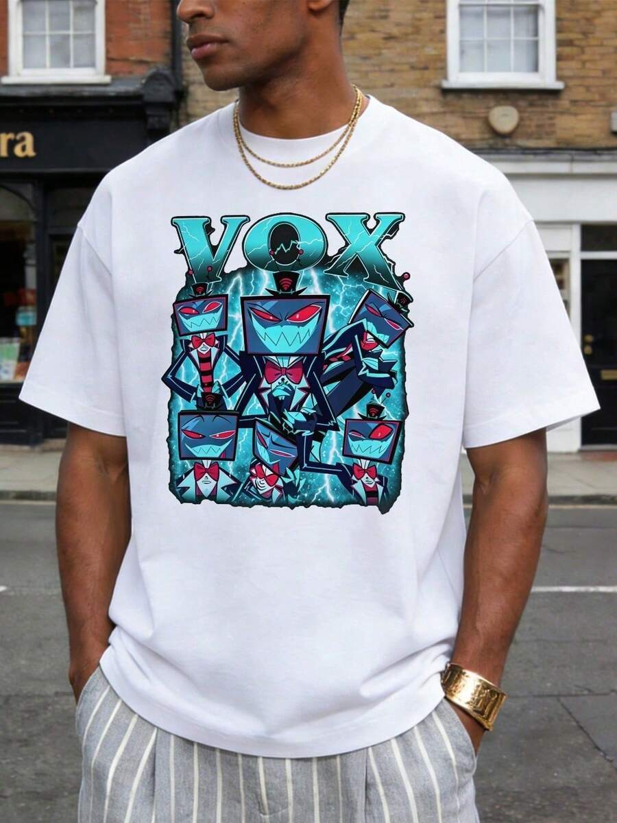 Men's Summer Casual Soft Round Neck Short Sleeve T-Shirt,Print Graphic For Spring And Summer. - White - View 1