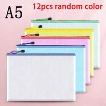 1/6/9/12 Pack A5 Folder Wallet, Zipper Pouch Mesh Document Bag, Storage Bag For School, Homework, Travel (Multi-Color) - Multicolor - View 12