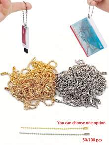 50/100pcs 4.72 Inch Alloy Ball Chain, Can Choose 50pcs Gold Or 50pcs Silver - Bead Necklace - View 1