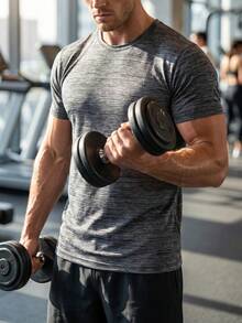Men's Quick-Dry Breathable Short Sleeve Crew Neck Colorblock Sports T-Shirt, Suitable For Gym Workout, Running, Fitness And Casual Wear - Grey - View 5