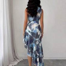 Vestidode mujer con unhombro,estampado teñido difuminado y diseño de volantes enel bajo irregular,vestido de primavera/verano,diseño de bajoirregular, elegante y de moda, adecuado - Multicolor - Ver 11