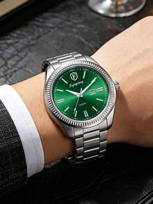 FUYINGCHENG Nouvelle montre-bracelet pour homme d'affaires avec calendrier, en matériau composite, cadran extra large. Montre de luxe pour couple, convient pour le port quotidien, les occasions haut de gamme, la Saint-Valentin, la Fête des Pères - Argent - Voir 5