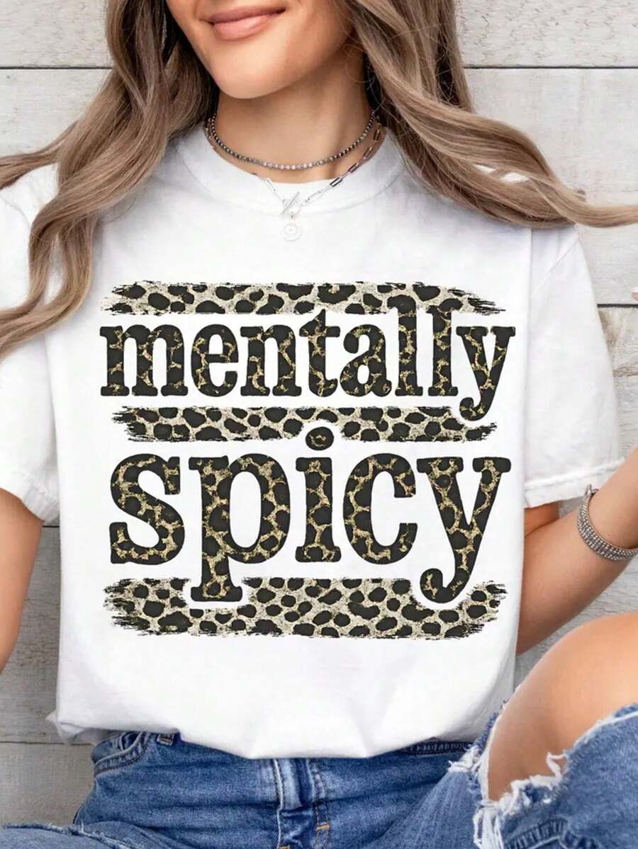 Mentally Spicy T-Shirt, Mental Health T-Shirts, Importance Of Mental Health T-Shirt, Inspirational T-Shirts For Women, Mental Health Awareness, T-Shirt For L - 白色 004 - 查看 1
