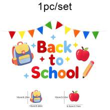 WELCOME Back To School Season Party Decoration Backdrop Set Banner Bunting Flag Holiday Gathering Celebration Backpack Pencil School Bus Apple Stationery Letter Theme Hanging Decor - Multicolor - View 3