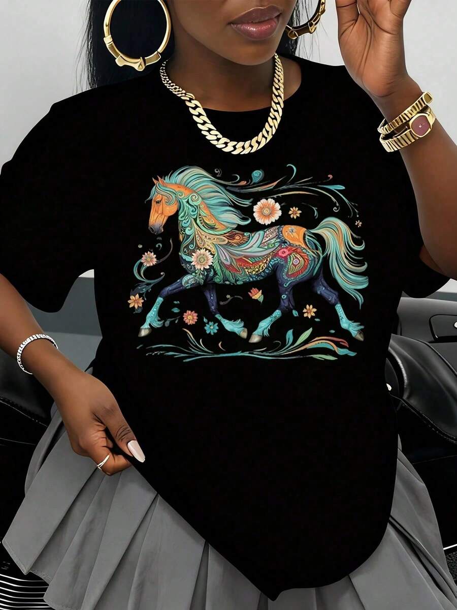 Camiseta Blanca con Diseño de Corazón y Huella de Pata de Gato para Mujer, Corte Holgado Casual, Camiseta Gráfica Unisex, Ropa de Calle a la Moda, Top de Verano, Regalo para Amantes de los G - Negro - Ver 1