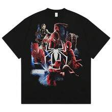 Disney Spider-Man Oversized Cotton T-Shirt  Streetwear Retro Harajuku Punk Fashion Casual Short Sleeve Top For Men WomenFashion Brand - 3 - 查看 9