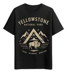 Bison Mountains Park T-Shirts - Black - View 1
