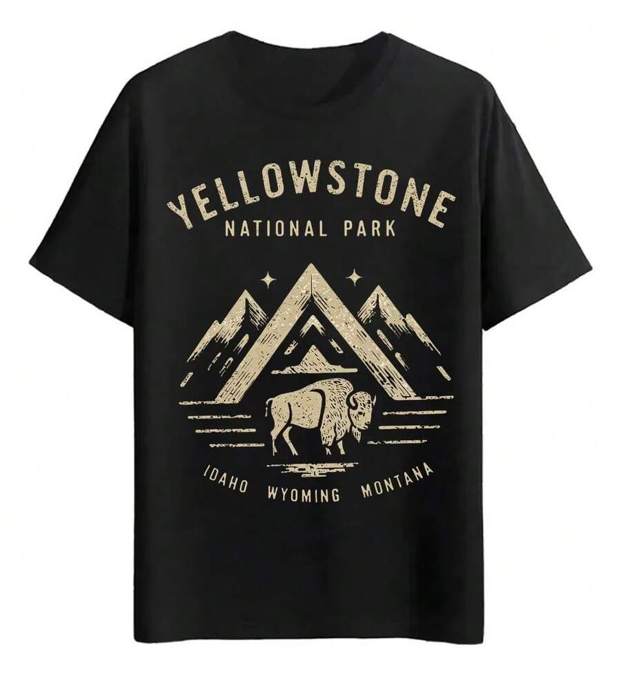 Bison Mountains Park T-Shirts - Black - View 1