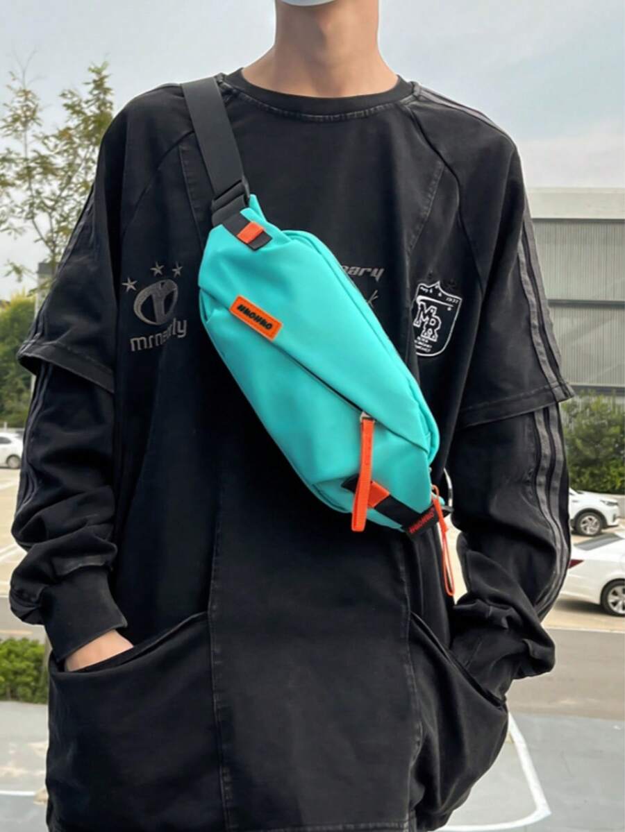 多功能胸包,男士休闲运动斜挎包,男士大容量街头学生单肩包,腰包跑步配件收纳包,腰带包,假日 - 彩色 - 查看 1