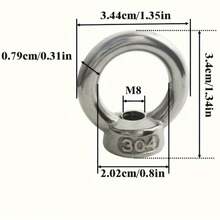 1pc M8 Stainless Steel Eye Nut, 304 Grade 8 Marine Hardware Lifting Eye Nut, Suitable For Rope Assemblies, Lifting Accessories, Metallurgy, Shipbuilding, Mechanical Engineering Cranes - Stainless Steel Eye Nut M8 - View 8