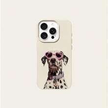 1pc TPU Material Pink Mirror Spotted Cool Dog Pattern Phone Case Compatible With IPhone 17 Pro Max/17/16 Pro Max/15/13/12/11/ S20 FE/A15/S24/A55/ Note 11/Note 12/Note 13 Pro Full Coverage Shockproof Soft Protective Shell - White - View 5