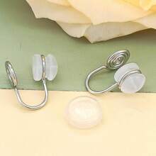 4 piezas Convertidores de pendientes de clip en color dorado y plateado con almohadillas para pendientes, bandeja y aro para hacer pendientes DIY para mujeres y niñas con orejas sin perforar - Clip para la oreja - Ver 4