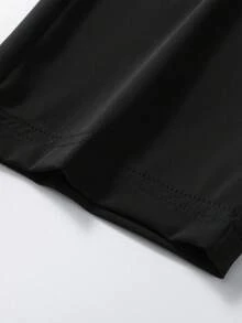 Women's Solid Black Straight Leg Pants With Drawstring Elastic Waist And Zipper Pockets, Casual Everyday Trousers - Black - View 9