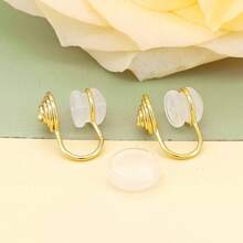4 piezas Convertidores de pendientes de clip en color dorado y plateado con almohadillas para pendientes, bandeja y aro para hacer pendientes DIY para mujeres y niñas con orejas sin perforar - Clip para la oreja - Ver 6