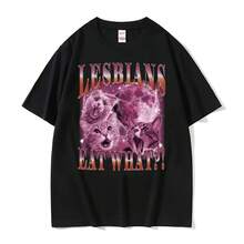 Y2k Men's Short Sleeve Crew Neck T-Shirt, New Clothes In Tops & T-Shirts, Men's T-Shirts, Lesbian T-Shirts, Eat What, Cute And Funny Cat - 彩色 - 查看 1