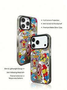 Marvel Spider Man Iron Man Cartoon Men's Phone Case, Compatible IPhone 17 Pro Max/17 Pro/Air/16 Pro Max/15 Plus/14/13/IP 17/15Pro/12 Pro/11/16 Plus,XR Apple Anti Fall And Anti Scratch Protective Case, - Translucent Black 1 - View 6