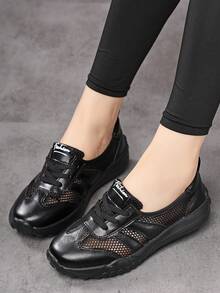 Women's Breathable Flat Round Toe Slip-On Low Vamp Shoes Spring Summer Lace Lightweight Comfortable Soft Sole Low-Top Slouchy Sports Shoes - Black - View 12