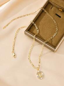 1PC Vintage Religious Style Women's Necklace, Virgin Mary Carving With Delicate Lines, Rich Vintage Charm. 50cm Smooth Figaro Chain Fits Neck Comfortably, Elegant And Sacred Elegant, Suitable For Daily Wear And Religious Worship, Combining Decorative And Commemorative Significance - Yellow Gold - View 3