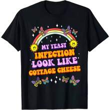 Camiseta divertida con estampado de hongos que parecen queso cottage para hombre, camiseta de algodón para mujer, estilo urbano, oversize, cuello redondo, holgada, para verano y primavera - Multicolor - Ver 1