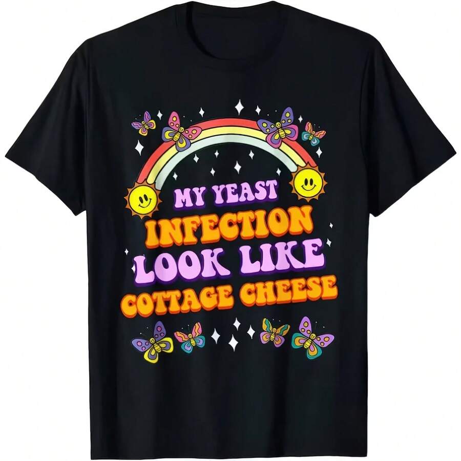 Camiseta divertida con estampado de hongos que parecen queso cottage para hombre, camiseta de algodón para mujer, estilo urbano, oversize, cuello redondo, holgada, para verano y primavera - Multicolor - Ver 1