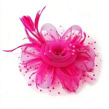 1pc Feather Decorated Headpiece, Elegant And Chic, Suitable For Tea Party, Kentucky Derby, Fascinator, Cocktail Party, Wedding, Bride, Etc., Can Be Used As Headband, Women's Headpiece, Girls' Headpiece, Birthday Gift, Mother's Day Gift, Mini Hat, Small Hat, Mini Top Hat, Mini Hat, Etc., Also Suitable For School Supplies, Gifts, Hair Accessories, Fashion, Holiday Dress-Up, Rave Party, Dinner Party, Etc. - Multicolor - View 4