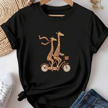 Women's Casual Short Sleeve Crew Neck T-Shirt, Vibrant Geometric Print Cycling T-Shirt, Summer Clothing For Women - 彩色 - 查看 1