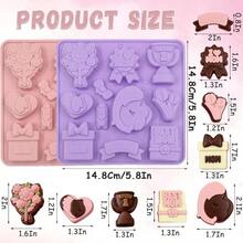 Molde de silicona para el da de la madre, 2 piezas de moldes de silicona con forma de corazn, moldes de flores de chocolate, dulces con texto inchI Love Mom Best Mom inch, molde para hornear pasteles - Violeta y rosa - Ver 5